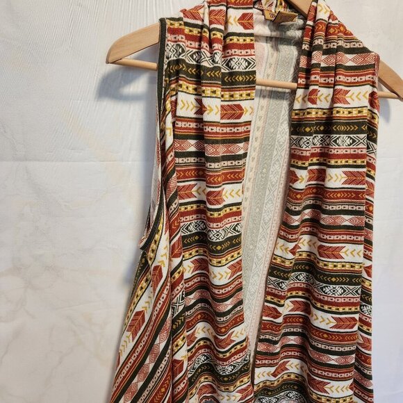 Wrangler Sleeveless Cardigan Waterfall Draped Vest Aztec Asymmetrical Women's L - Picture 3 of 5